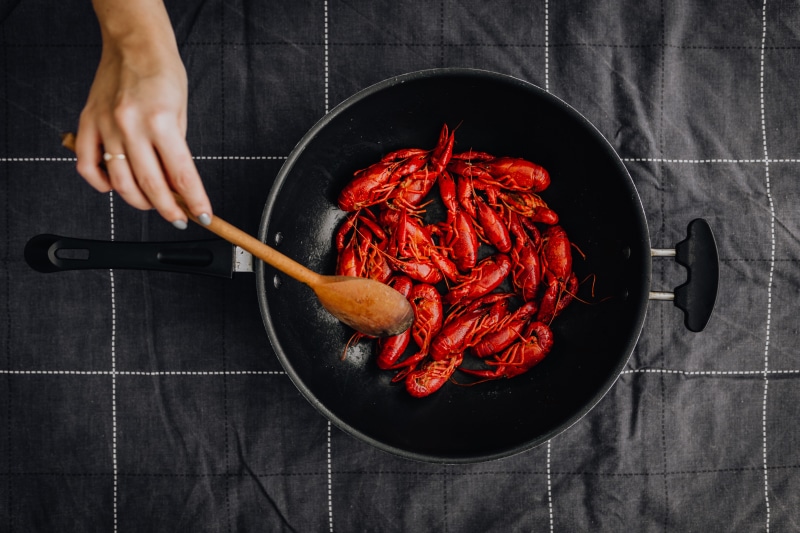 one person, preparation, cooked, freshness, crayfish, healthy eating, human hand, cook, human body part, food, 5K, preparing food, food and drink, dinner