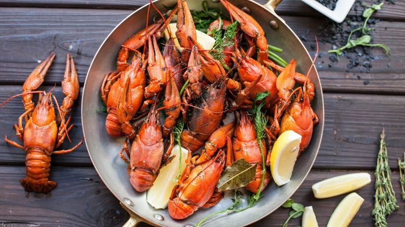 recipe, orange color, dish, no people, high angle view, food, day, herb, food and drink, healthy eating, plate, ready-to-eat, prawn, wood - material, dinner