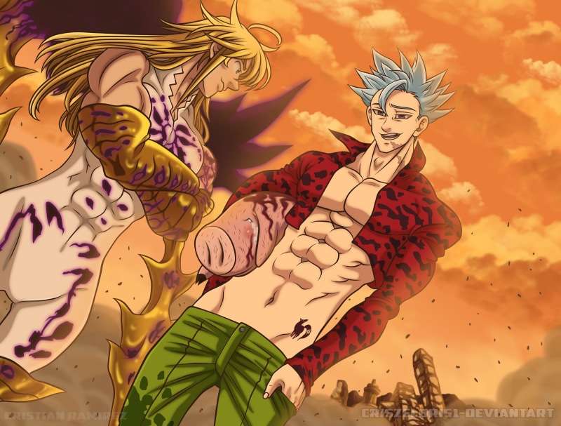 Meliodas (The Seven Deadly Sins), Hawk (The Seven Deadly Sins), Ban (The Seven Deadly Sins), The Seven Deadly Sins, 4K, Anime