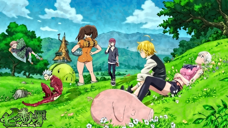 Ban (The Seven Deadly Sins), Diane (The Seven Deadly Sins), Skirt, Meliodas (The Seven Deadly Sins), Pink Hair, Pig, Glasses, Thigh Highs, Gowther (The Seven Deadly Sins)