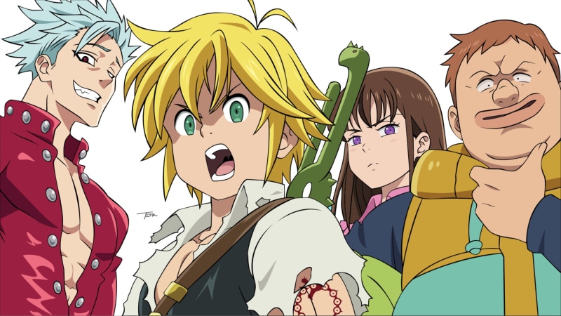 Anime, Ban (The Seven Deadly Sins), Meliodas (The Seven Deadly Sins), 1080P, The Seven Deadly Sins, King (The Seven Deadly Sins), Diane (The Seven Deadly