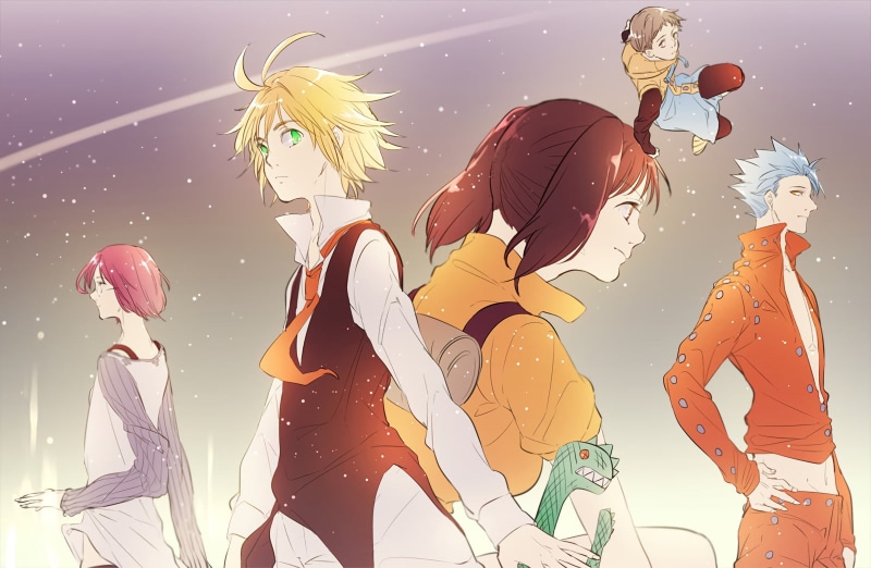 togetherness, adult, three quarter length, 720P, Meliodas (The Seven Deadly Sins), women, group of people, females, lifestyles, The Seven Deadly Sins