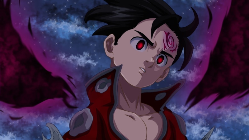 Red Eyes, Black Hair, Stars, 1080P, The Seven Deadly Sins, Anime, Zeldris (The Seven Deadly Sins), Tattoo