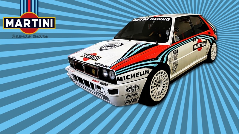 1080P, blue, red, Martini, car, Lancia Delta, cyan