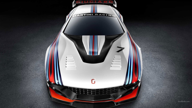 single object, number, technology, black background, people, Italdesign Brivido Martini Racing, care, blood, text, studio shot, metal, multi colored, vehicle