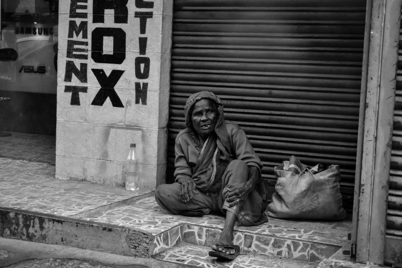 dirty, architecture, shutter, looking at camera, unemployment, lifestyles, 5K, street, nikon, front view, men, monochrome, casual clothing, sitting, woman