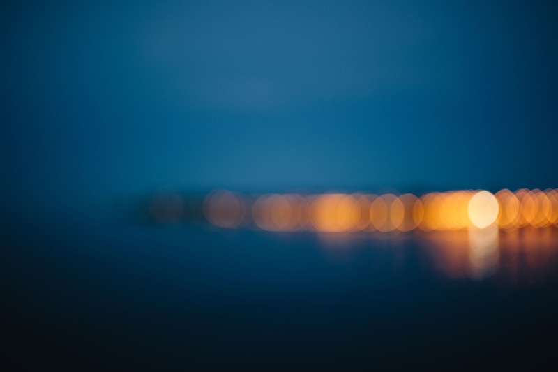 blue, luminosity, Nessebar, lighting equipment, sunset, copy space, outdoors, nature, shiny, lights, city, City lights, water, 5K, dusk, multi Colored