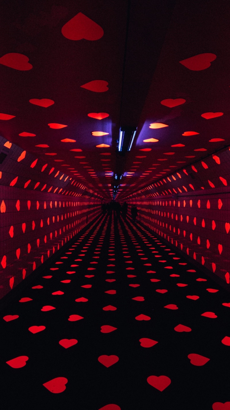 in a row, mystery, technology, nightclub, abstract, multi colored, arts culture and entertainment, laser, texture, ceiling, red, valentinesday, polka dot