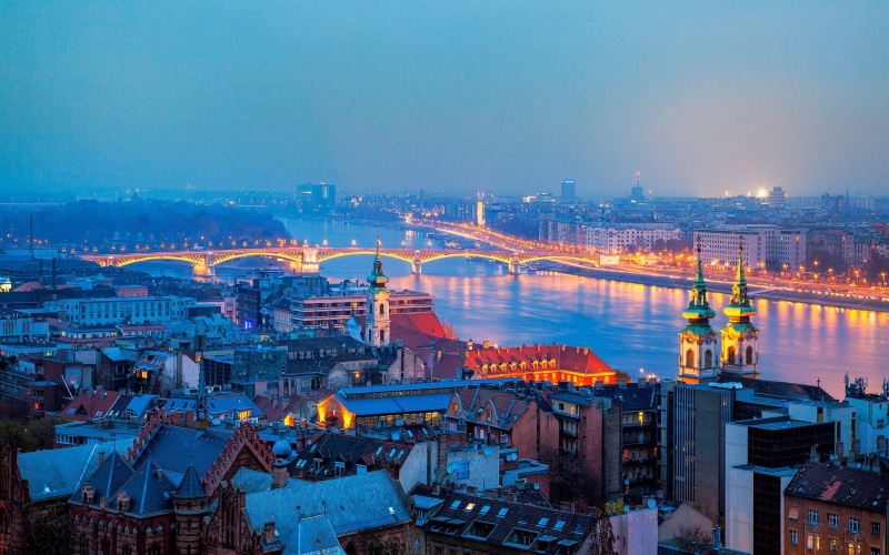 Houses, Night, Budapest, Lights, River, City, Hungary, Bridge, 1080P