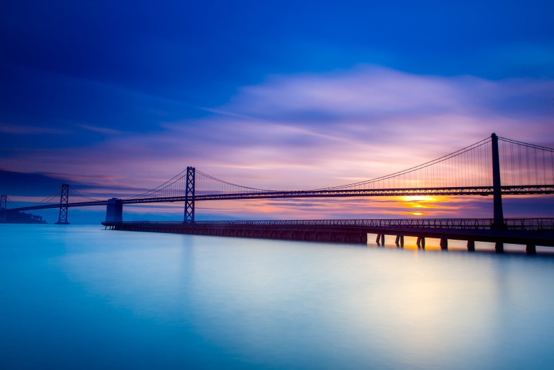 sunset, new York City, suspension Bridge, cityscape, San Francisco  Bay Bridge, uSA, san Francisco County, silhouette, Filter, architecture, Sunrise, 1080P