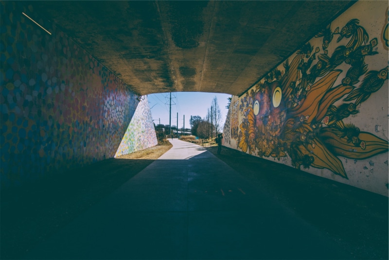 transportation, wall - building feature, creativity, tunnel, art, nature, direction, no people, day, wall, mural, arch, built structure, art and craft