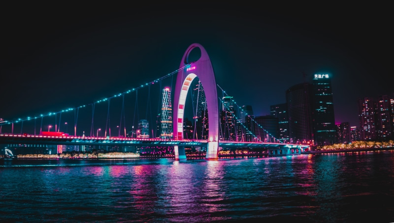nature, travel destinations, glass, urban, waterfront, building exterior, guangzhou, led, architecture, sky, reflection, illuminated, office building exterior