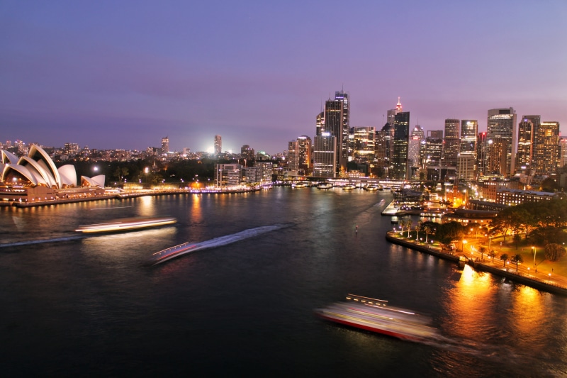 urban, lights, office building exterior, sydney opera house, skyscraper, urban skyline, city, built structure, aerial, skyline, harbor, city lights, view