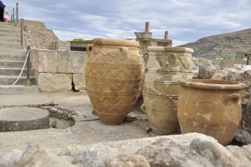 stack, sky, barrel, archaeology, stone wall, remnant, ancient, holiday, architecture, knossos, building exterior, stone material, outdoors, travel, crete
