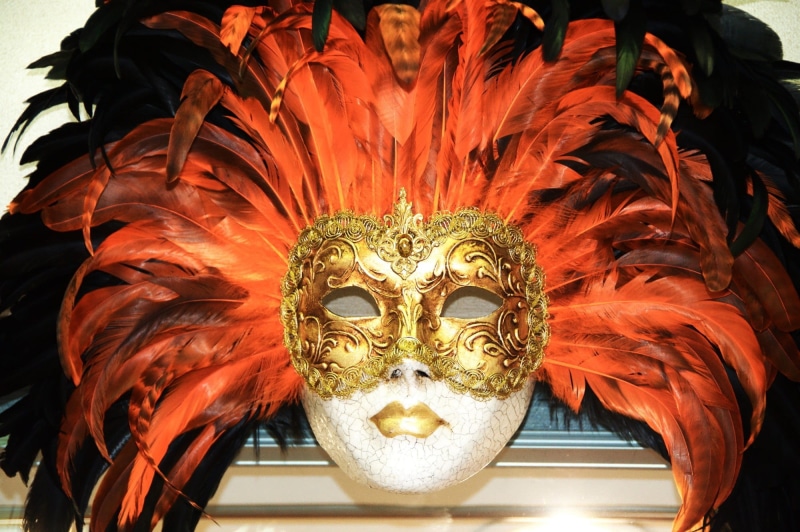 fun, party, venice, tradition, close-up, craft, orange, decoration, carnival - celebration event, mask - disguise, gold, ornate, mask, carnival, arts culture and entertainment