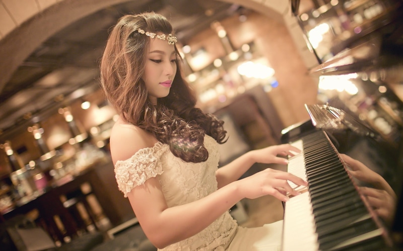 Girl, Asian, 1080P, Pretty, Piano, Play