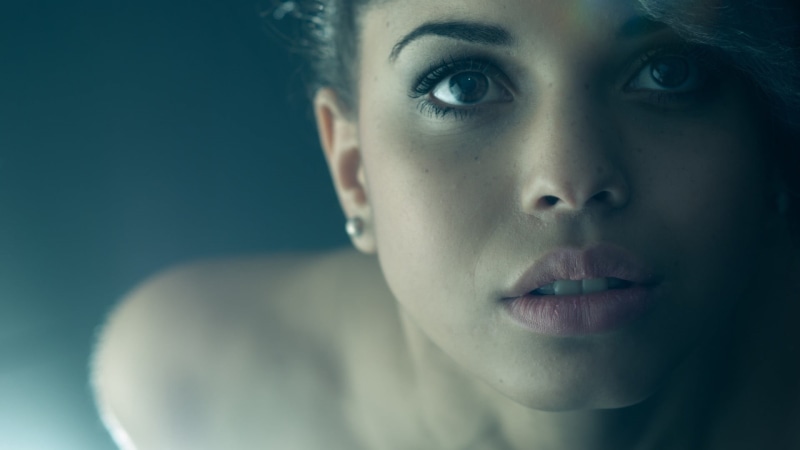 emotion, portrait, looking at camera, teardrop, close-up, fear, young adult, human body part, 1080P, juicy lips, human face, looking, closeup, colored background