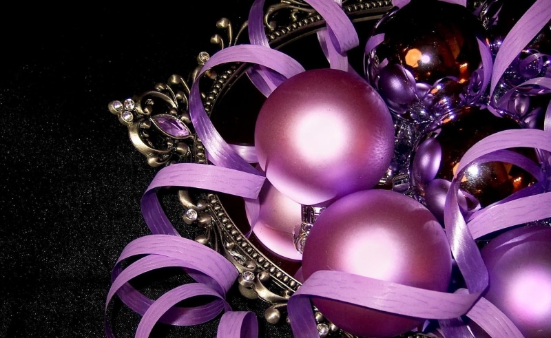 purple, sphere, pink color, jewelry, gold Colored, shiny, christmas Ornament, mirror, still life, silver colored, new year, balloon, indoors, bauble, christmas Decoration