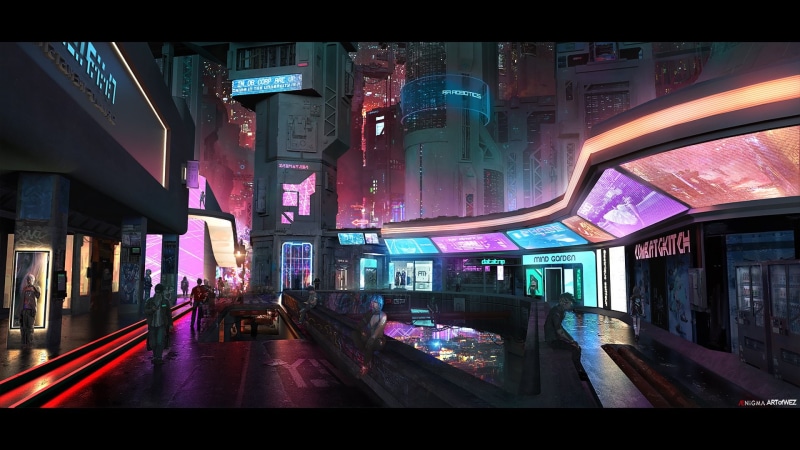 Futuristic City, Sci Fi, People, City, 1080P, Concept Art