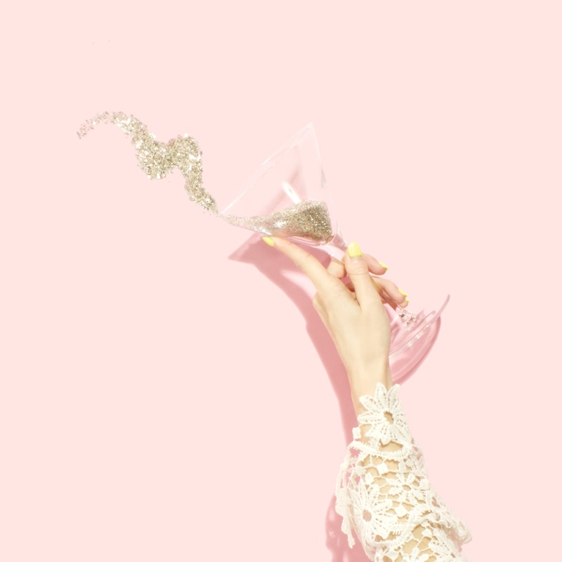 flowering plant, close-up, cut out, bunch of flowers, hand, pink, glass, pink background, drink, person, festival, flatlay, freshness, holiday, copy space