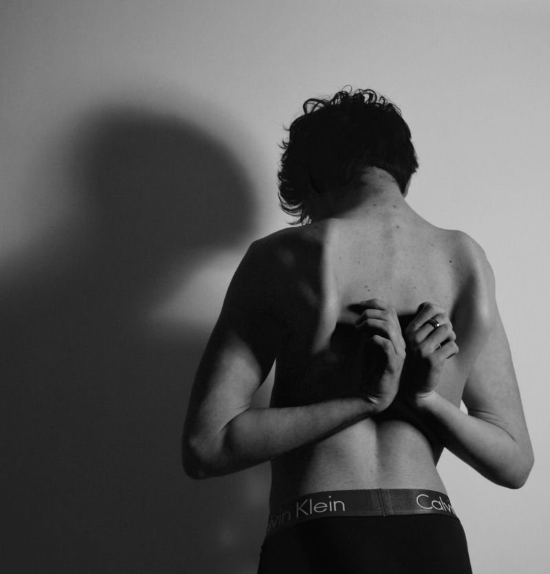 black and white, body image, shoulder, adult, hairstyle, skinny, bury saint edmunds, real people, standing, rear view, young adult, indoors, three quarter length