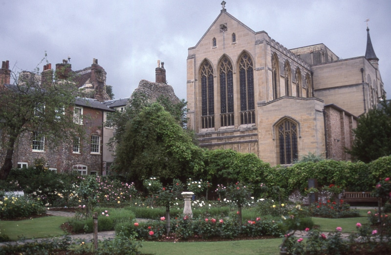 belief, building exterior, nature, england, east anglia, bury st edmunds, flower, ornamental garden, place of worship, united kingdom, sky, roses, bury saint edmunds