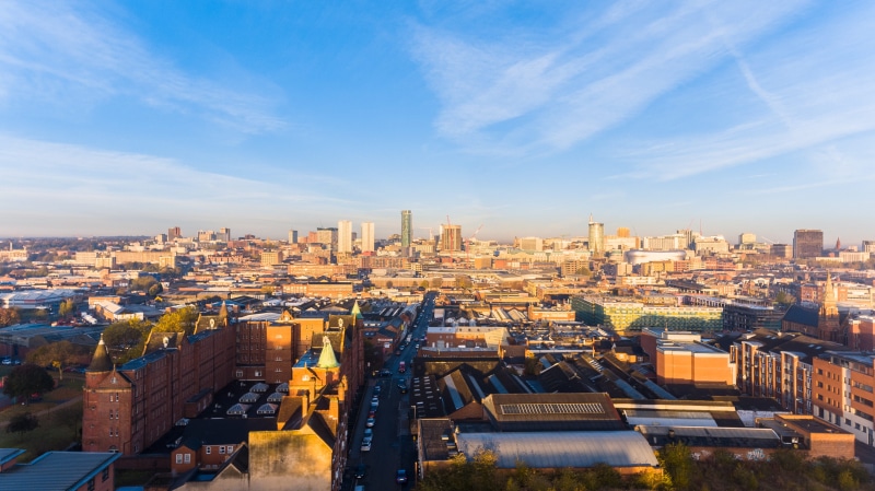2K, crowded, settlement, drone, office building exterior, tall - high, cityscape, blue, outdoors, financial district, built structure, england, skyline