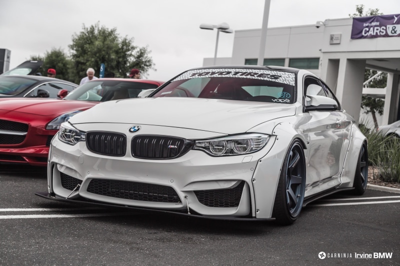 land vehicle, transportation, LB Performance, retro styled, day, street, Vossen, western script, parking, no people, BMW M4, luxury, motor vehicle, communication