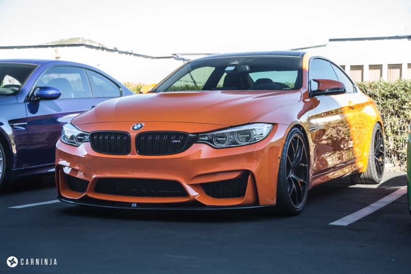 city, Vossen, 2K, motor vehicle, BMW M4 Coupe, mode of transportation, LB Works, LB Performance, luxury, car, outdoors, orange color, low, road, sunset