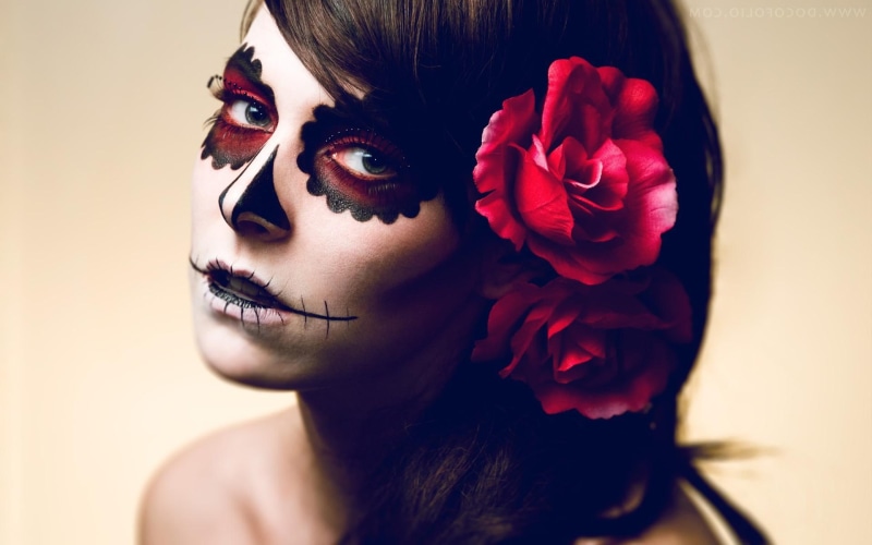skull, makeup, face, 1080P, 1920x1200, woman, sugar, women, sugar skull, day of the dead, art, s, artistic