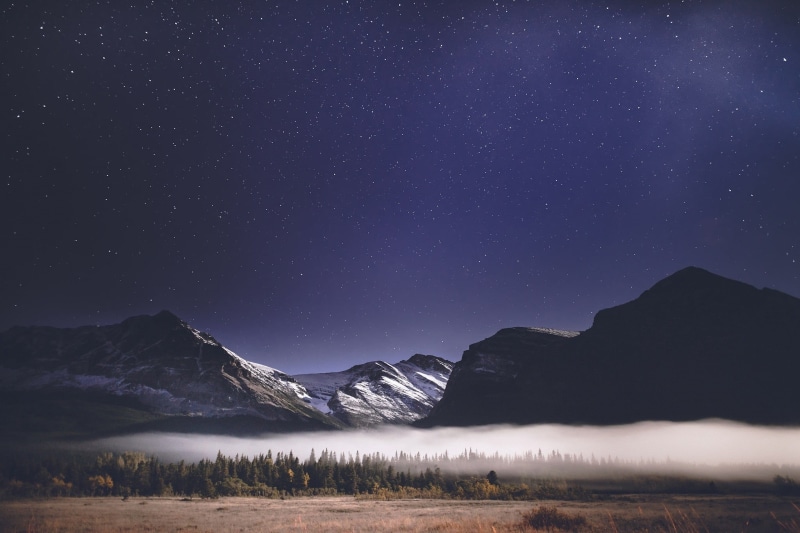 white, milky way, tranquil scene, winter, field, snowcapped mountain, cold temperature, landscape, astronomy, nature, 1080P, snowy peak, clear sky, no people