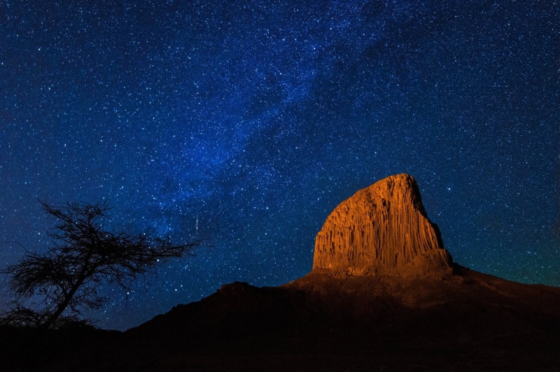 Tassili NAjjer, rock - object, nature, night, Mountain, astronomy, mountain peak, travel destinations, Hoggar Mountains, Africa, Sahara, dark, landscape