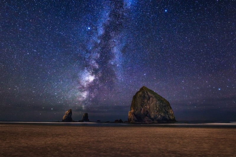 tranquil scene, nature, horizon, 480P, rock, stars, star field, landscape, sea, Milky Way, rock formation, New Zealand, scenics - nature, idyllic, water