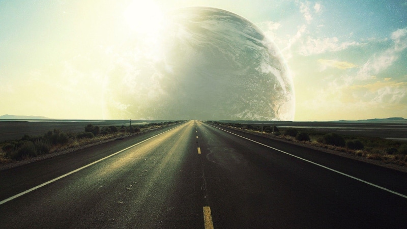1920x1080, asphalt, black, 1080P, sky, massive, road, planet, star, fantasy