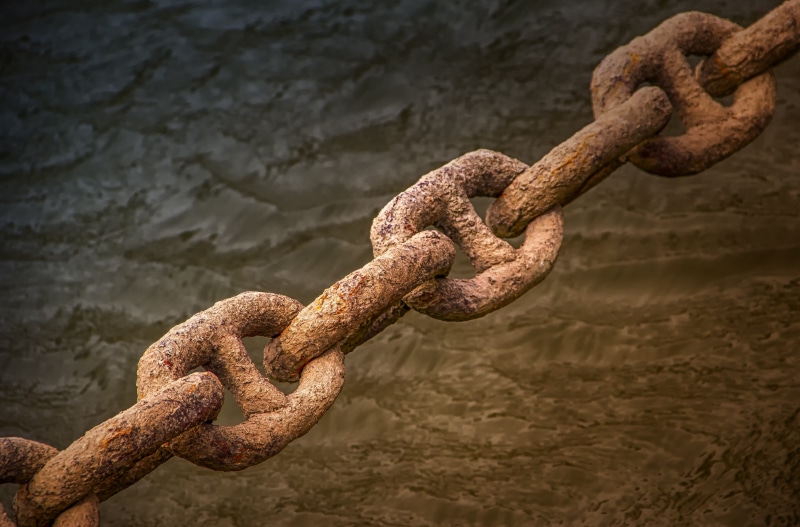 weathered, blue, link, connection, old, no people, textured, anchor chain, day, near, safety, brown, metal, anchor, 4K, technology, steel chain, chain