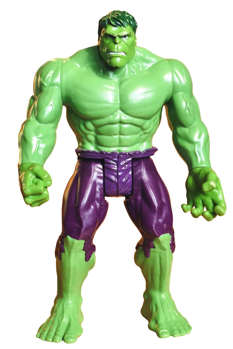 Muscle, art and craft, man, power, macho, Hulk, full length, close-up, hulking, physical, male likeness, front view, strength, big, plastic, helmet, purple