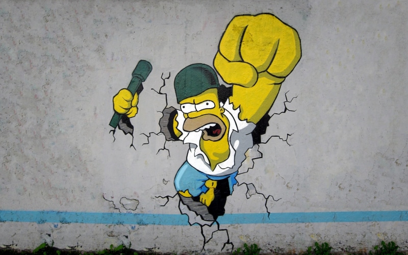 1080P, graffiti, illustration, the, simpsons, homer, cartoon/comic, hd