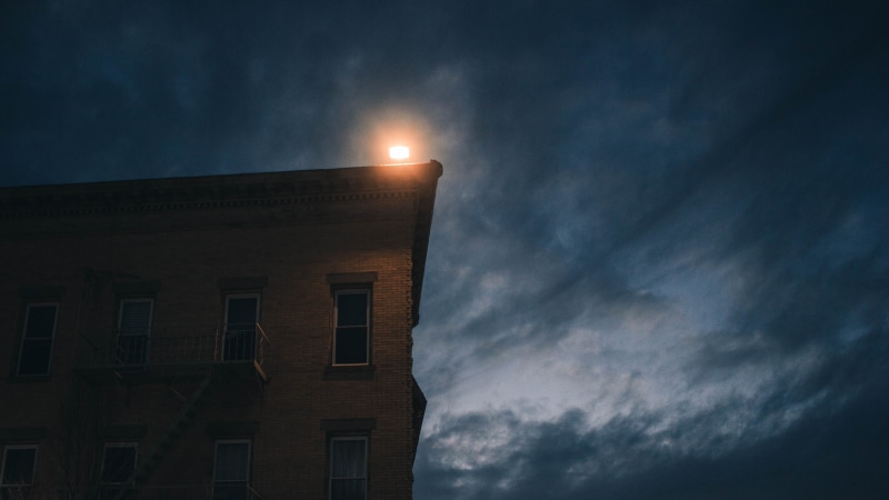 nature, building, evening, overcast, no people, fire escape, sky, light, residential district, moon, window, building exterior, city, cloud - sky, windows
