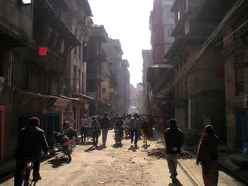 Chaotic, buildings, large group of people, building exterior, street, 1080P, group of people, riot, police force, city, Nepal, building, crowd, real people
