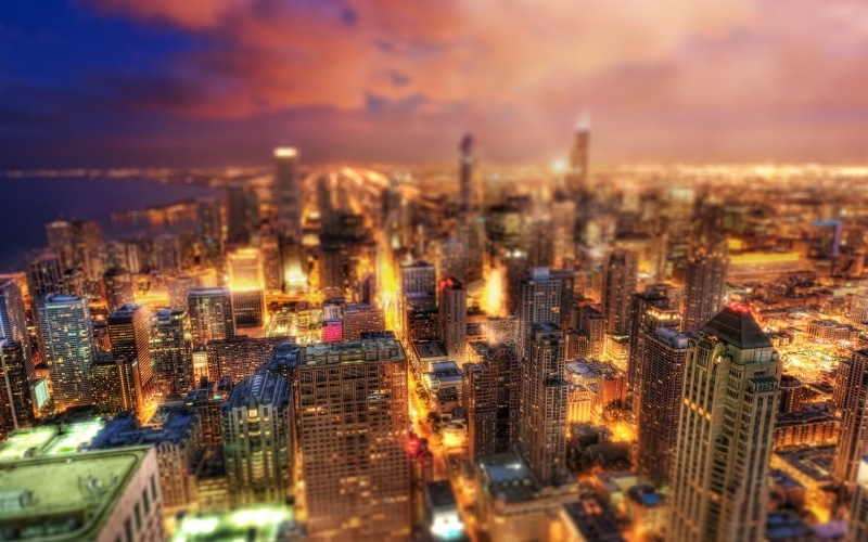Illinois, Chicago, 2K, USA, Night, Skyscrapers, Beautiful, City, Lights