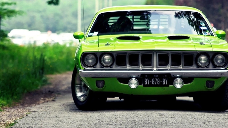 old, transport, green, 1080P, car, plymouth, barracuda