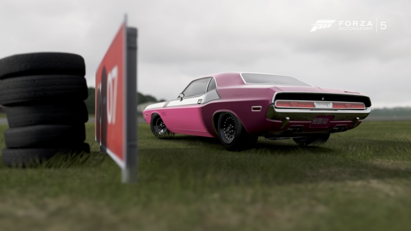 green color, Dodge, day, sky, pink cars, field, car, motor vehicle, selective focus, land vehicle, sport, 1080P, video games, red, outdoors, mode of transportation