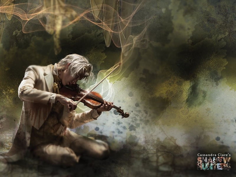 musical instrument, fantasy, adult, violin, 480P, nature, string instrument, occupation, blond hair, young adult, artist, waist up, playing, music, luminos