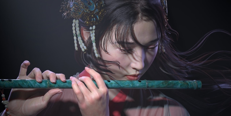innocence, lifestyles, indoors, one person, sheng luo, headshot, hand, flute, frumusete, portrait, child, hairstyle, cute, teenager, childhood, The flute