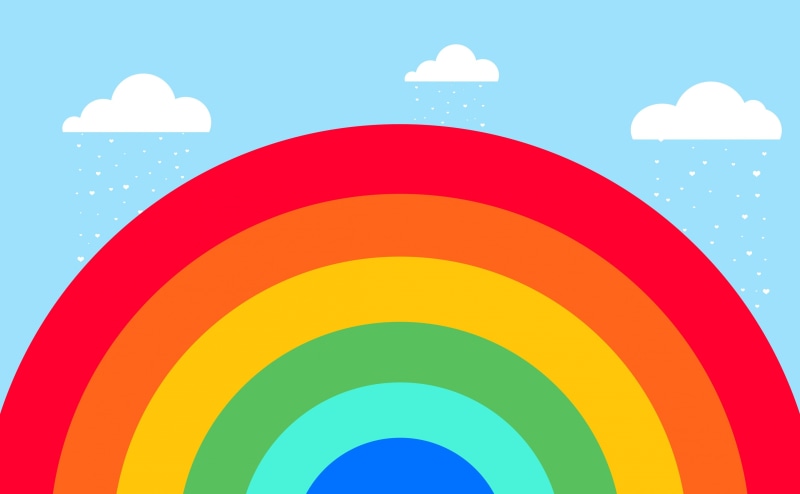 Cute, Vivid, Rainbow, cartoon, happiness, Vector, 4K, Love, Colors, Clouds