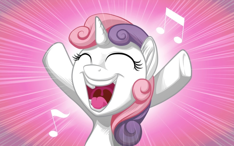 my little pony, sweetie, sweetie belle, 1080P, belle, singing, unicorns, pink, little, 1920x1200, cartoon, pony