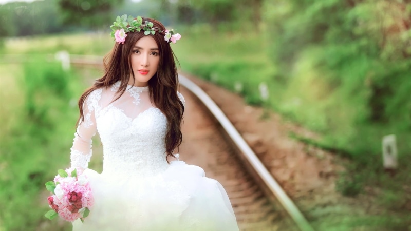 Bride, White, Girl, Dress, Beautiful, 1080P