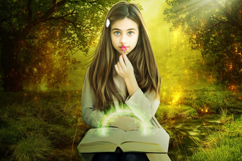 gothic, long, fashion, book, portrait, real people, beauty, gray, wearing, fantasy portrait, women, teenager, young women, flower, tree, plant, looking at camera