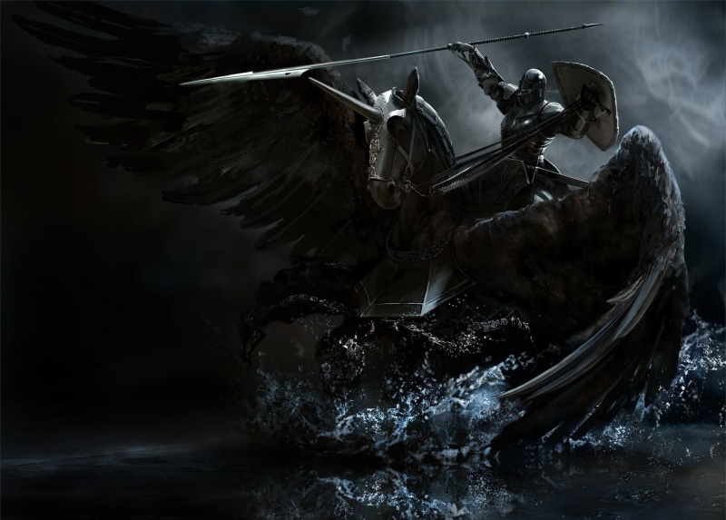 Spear, waterfront, vertebrate, splashing, animal themes, animal wildlife, motion, Wings, Horse, Fantasy Animals, animal representation, 1080P, no people