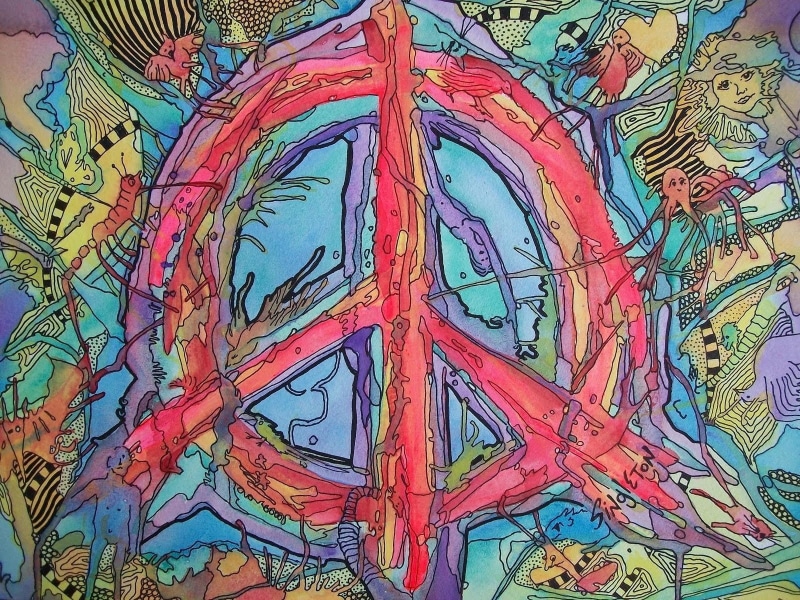 Artistic, 720P, Psychedelic, Peace Sign, Trippy, Hippie